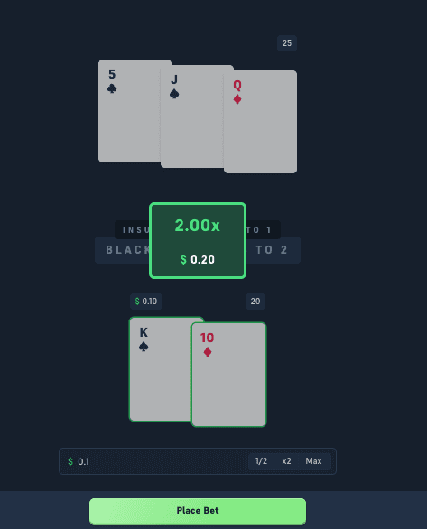 Acebet Blackjack: a winning hand paying out in SC